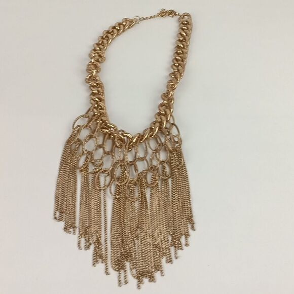 Elegant Women Chunky Gold Chain Fringe Necklace - Picture 5 of 5